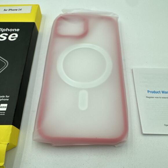 JETech Magnetic Case for iPhone 14 w/ MagSafe Clear with a red Frame - Picture 2 of 3